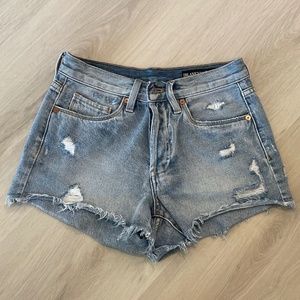 Blank NYC denim shorts with slight rips and frayed hem (24)